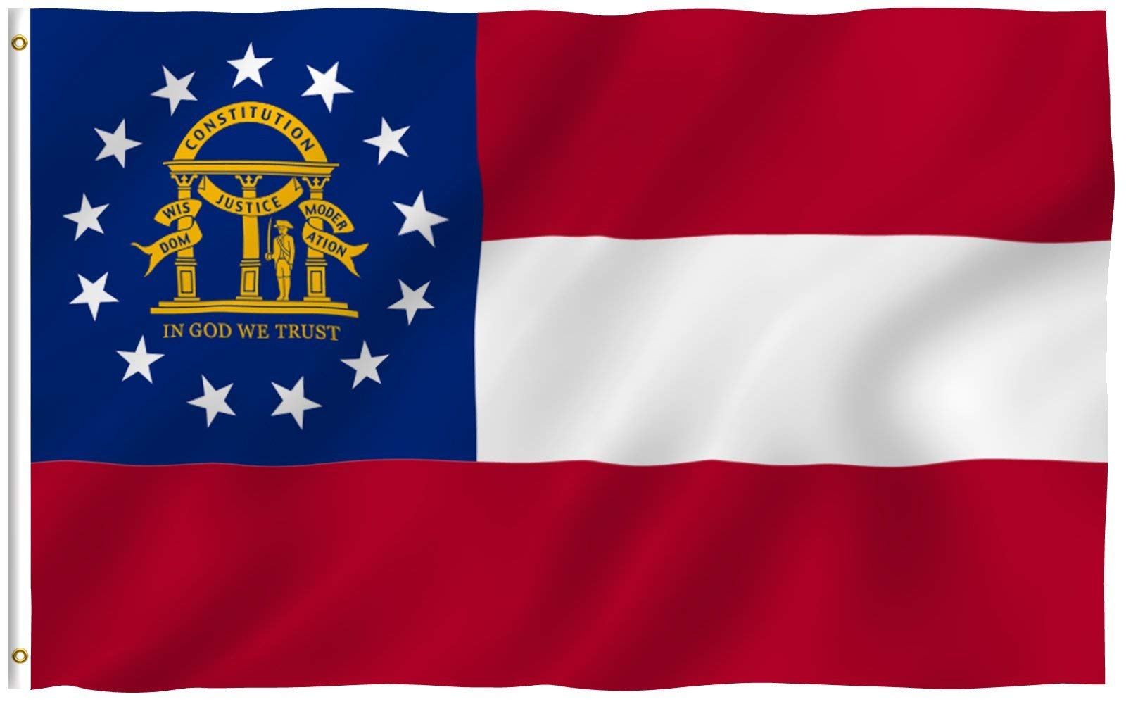 ANLEY Fly Breeze 3x5 Foot Georgia State Polyester Flag - Vivid Color and Fade proof - Canvas Header and Double Stitched - State of Georgia GA Flags with Brass Grommets 3 X 5 Ft