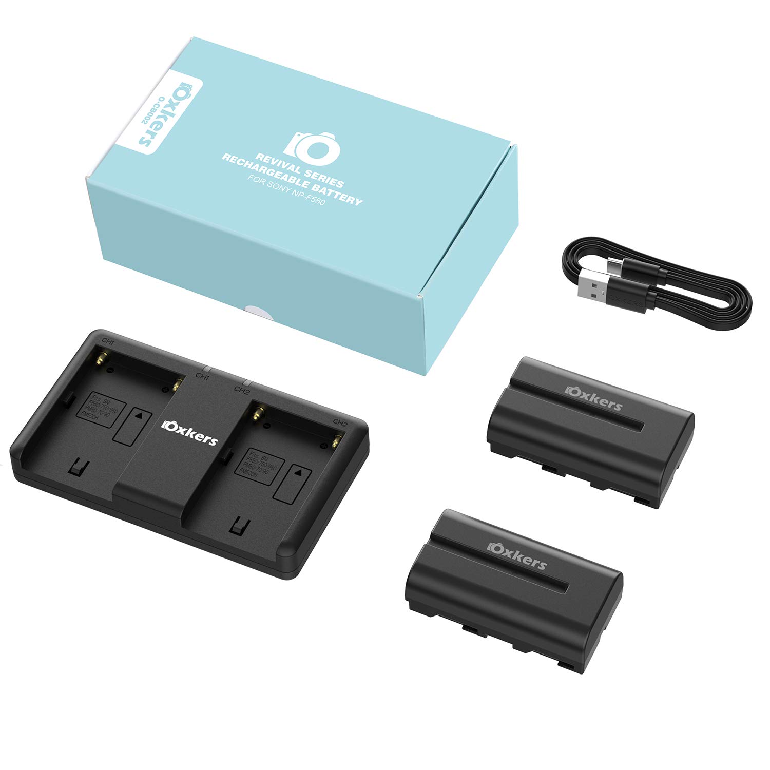 NP-F550 Battery Charger, OXKERS Battery Charger Set Camera Battery Charger for Sony NP F970, F330, F750, F770, F960, F530, F570 and More