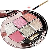 Glitter Eyeshadow Palette, 6 Colors Pigment Eyeshadow Powder Makeup Waterproof Shimmer Eye Shadow Palette Cosmetics