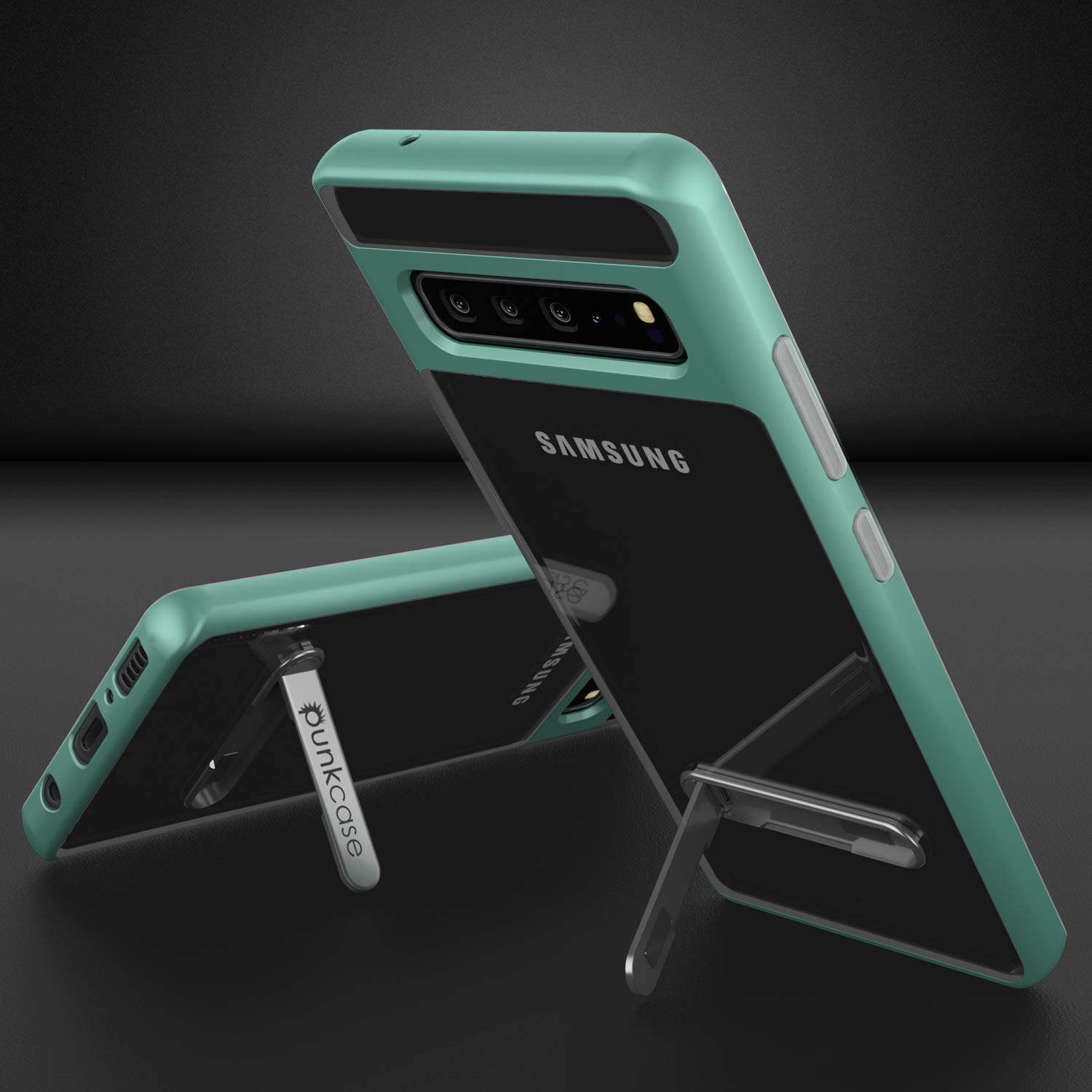 Galaxy S10 5G Case, PUNKcase [Lucid 3.0 Series] [Slim Fit] [Clear Back] Armor Cover w/Integrated Kickstand, Anti-Shock System & PUNKSHIELD Screen Protector for Samsung Galaxy S10 5G [Teal]