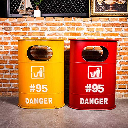 MADHEHAO Rustieke metalen prullenbak, industriële stijl antieke prullenbak, grote capaciteit buiten afvalbak, retro… - Afbeelding 4