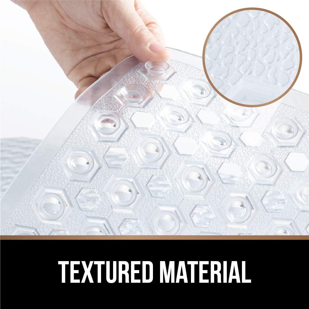 GORILLA GRIP Original Patented Bath, Shower, Tub Mat, 35x16, Machine Washable, Antibacterial, BPA, Latex, Phthalate Free, Bathtub Mats with Drain Holes, Suction Cups, XL Size Bathroom Mats, Clear: Home & Kitchen