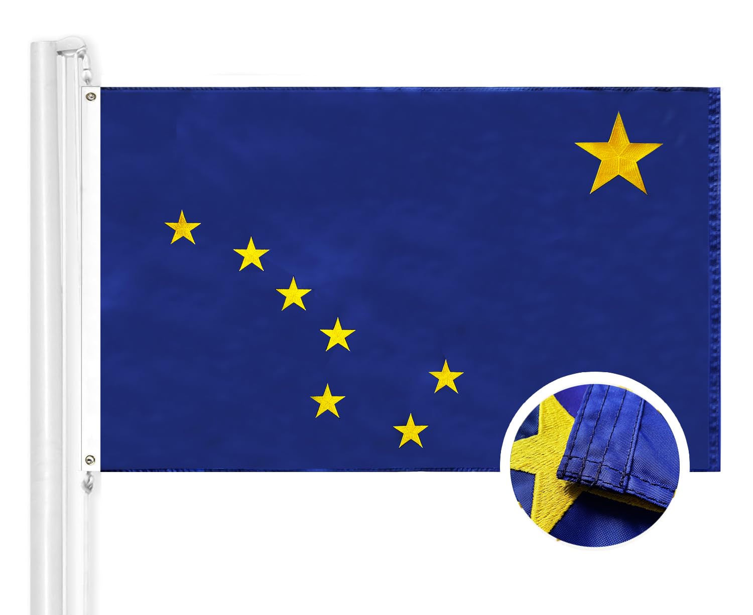 WINBEE Alaska State Flag 3x5 Ft - Premium Embroidered, Heavy Duty Nylon, Sewn Stripes and Brass Grommetsand Waterproof UV Protected. All Weather American Alaska Flags Banner Great for Ondoor and