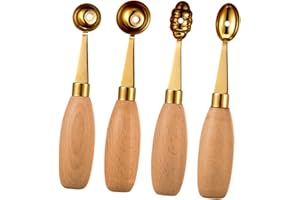 Luxshiny 4Pcs Stainless Steel Melon Baller with Round Small Round and Peak Shaped Scoops for Even Dessert