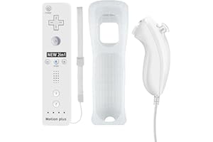 QUMOX Wii Remote Controller and Nunchuck Controller with Silicone Case and Wrist Strap-Fine White