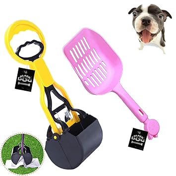 BLACK DOG Dog Potty Scooper with Cat Litter Scoop Non-Breakable Pet Pooper Scooper for Dogs and Cats Durable Spring for Easy Grass and Gravel Pick Up Puppies & Small Medium Breed Dogs (Color May Vary)