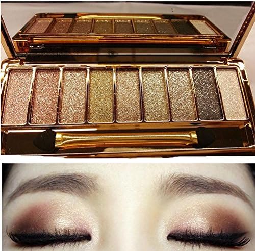 Women 9 Colors Diamond Bright Shining Colorful Eyeshadow Eye Shadow Palette Makeup Eye shadow Cosmetic with Brush (Color 6)