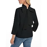 Kedera Women's Ruffle Mock Neck Blouses Top 3/4 Sleeves Elegant Shirt Bow Top with Pockets