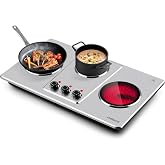 Cusimax Hot Plate Electric,Countertop Infrared Triple Burner with 7&Prime; Ceramic Glass Cooktop,Electric Hot Plate for Cooking,11 Level Temperature Setting