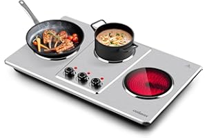 Cusimax Hot Plate Electric,Countertop Infrared Triple Burner with 7″Ceramic Glass Cooktop,Electric Hot Plate for Cooking,11 L
