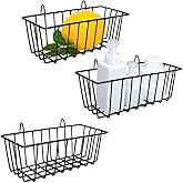 3 Pack Wire Baskets,Wall Grid Panel Hanging Wire Basket,Wall Storage and Display Basket for Cabinet & Pantry Organization and Kitchen,Bathroom,Bedroom Storage