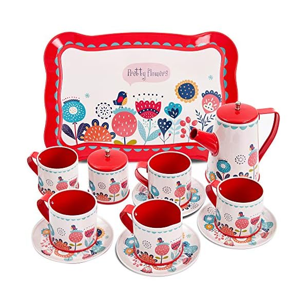 BUYGER Teeservice Kinder Tee-Set Puppengeschirr Kaffeeservice Kinderküche Geschirr Küche Spielzeug Rollenspiele für…