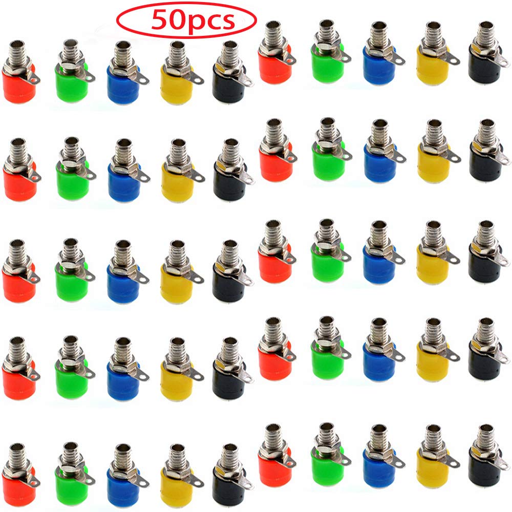 RUNCCI-YUN 50Pcs 4mm Banana Socket, Speaker Banana Connectors, Female Panel Connectors, for Speaker Wire, Home Theater, Audio/Video Receiver, Amplifiers and Sound Systems