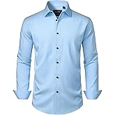 J.VER Men's Dress Shirts Stretch Long Sleeve Formal Shirt Solid Business Casual Button Down Shirts for Wedding Prom