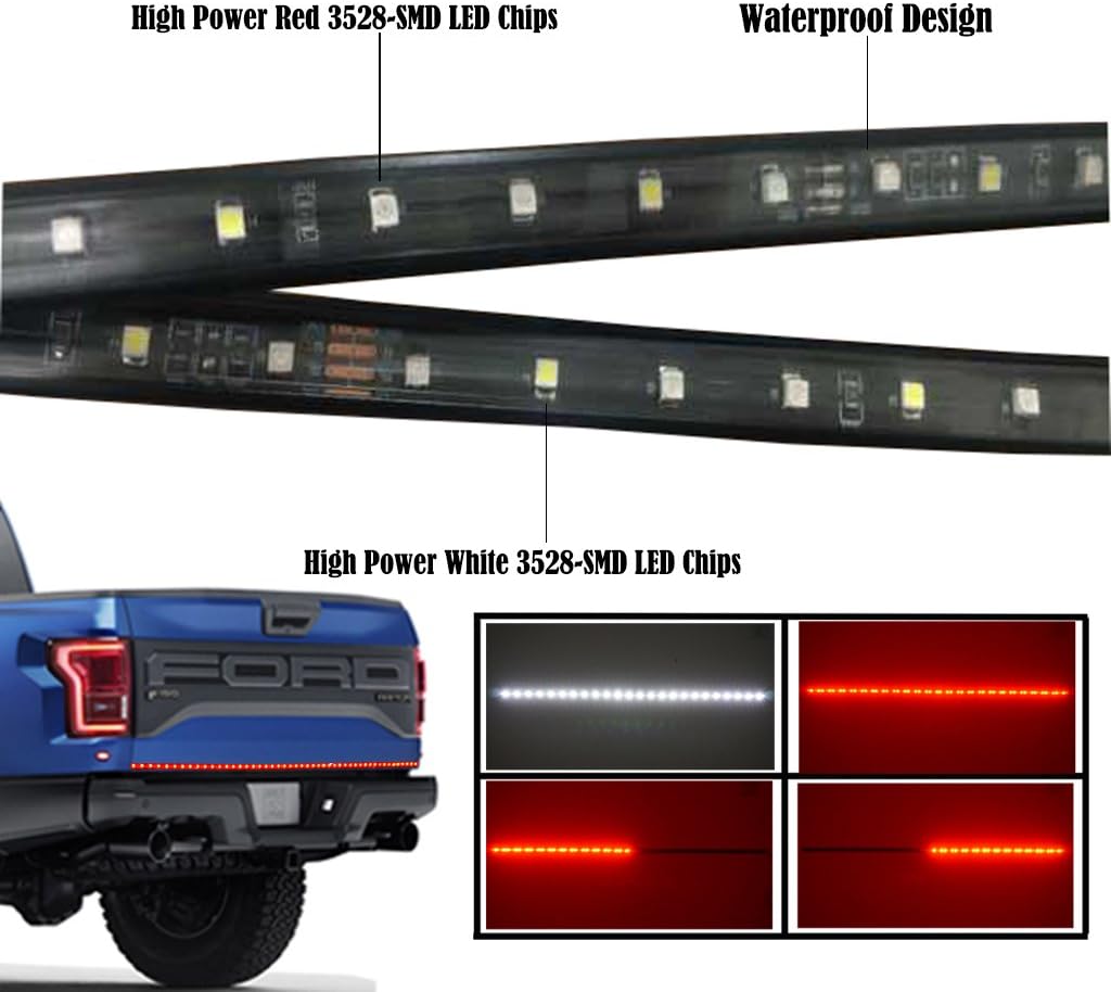 HNZJ 49" LIGHT BAR LED TAIL GATE BAR TRUCK PICK UP Running/Brake/Reverse/Signal (49'' LED Strip Light)
