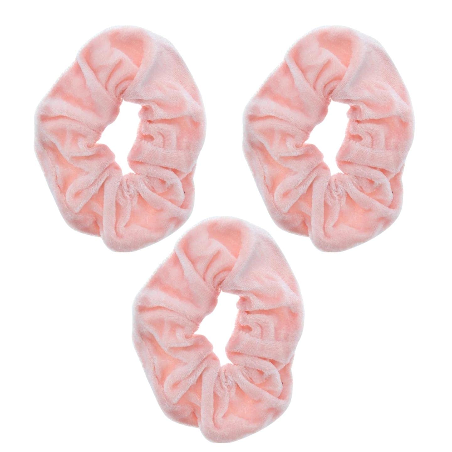 Topkids Accessories - Velvet Scrunchies Elastic Hair Band Ponytail Holders Bobbles Accessories for Women, Ladies, Girls - Pack of 3 (Peach)