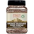 Pride Of India – Brown Mustard Seed Whole – Gourmet Indian Spice – Hot & Spicy Flavor – Ideal Seasoning for sauces/dips/Spice Blends – Easy to Store – 12 oz. Medium Dual Sifter Bottle