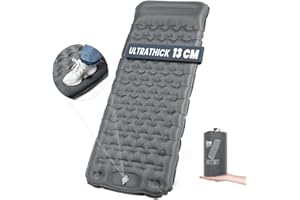 Hikenture Camping Mattress Ultra-Thick 13cm, Ergonomic Sleeping Pad with Pillow,Backpacking Sleeping Mat, Ultralight, Inflata