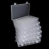 36 Grids Plastic Organizer Box with Dividers - 36 Compartment Organizer, Clear Tackle Box Organizers and Craft Storage with Removable Divider, Fishing Organizer Box (36 Grids - 6PCS)