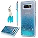 YOKIRIN Note 8 Case, Liquid 3D Glitter Stars Flowing Quicksand Case Flexible TPU Soft Bumper Bling Sparkle Floating Crystal Clear Skin Cover for Samsung Galaxy Note 8 with Dust Plug & Stylus, Blue