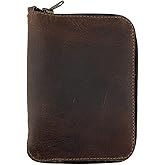 Hide & Drink, Zippered Passport Wallet Handmade from Full Grain Leather - Storage Case for Identification, Credit Cards, Cash - Bourbon Brown