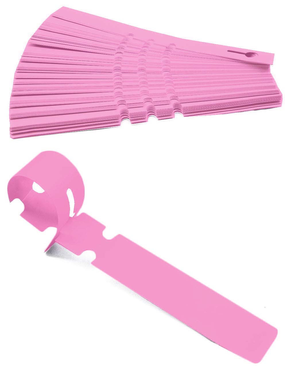 HomeTools.eu® 100 x Labelling Tapes Plastic 21 x 2 cm Weatherproof with Loop for Attachment Pink