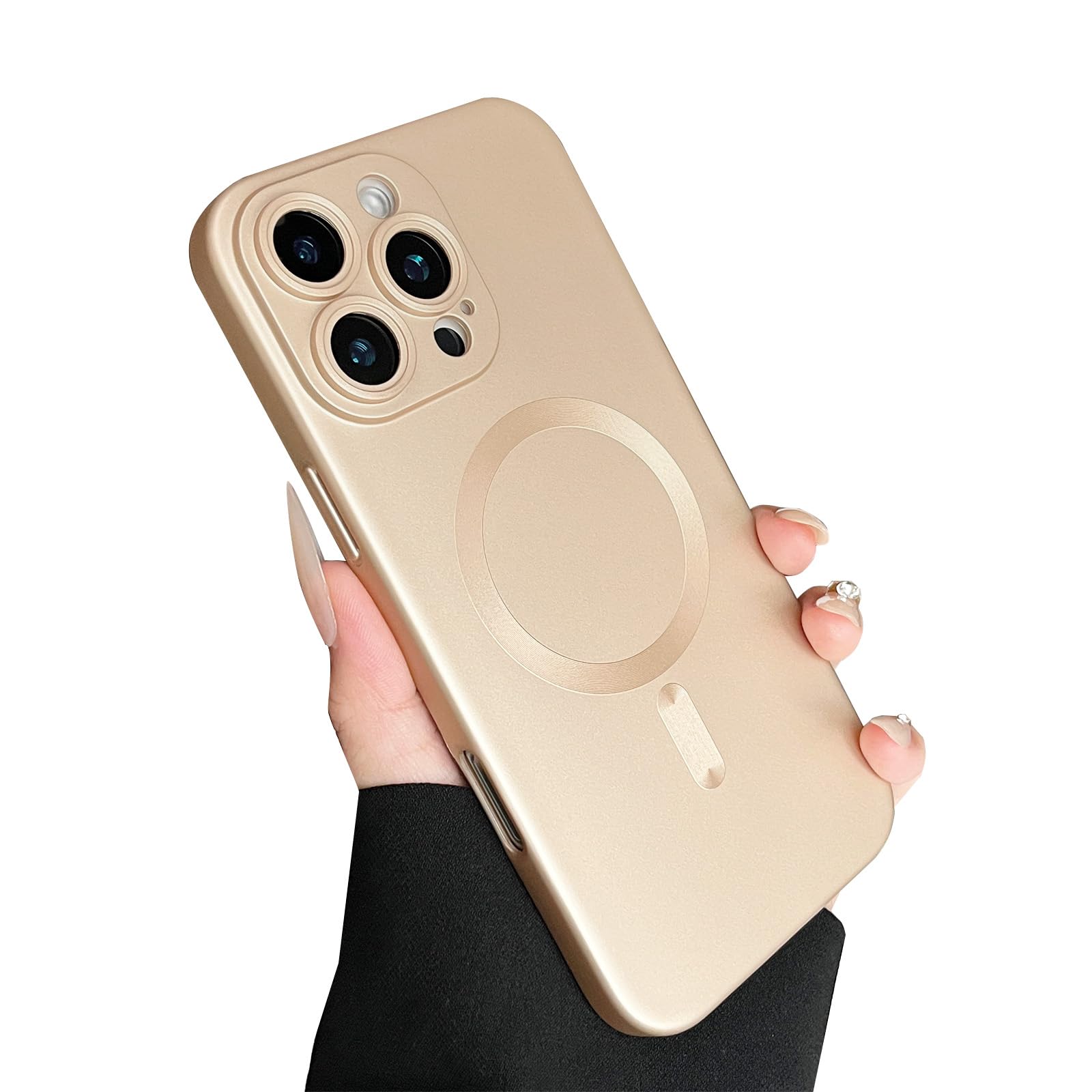 Photo 1 of ankofave Magnetic Case for iPhone 16 Pro Max Phone Case for Women, Matte Luxury Soft Metallic Luster Design with Lens Protector, Compatible with Magsafe Case for iPhone 16 Pro Max 6.9"-Champagne Gold