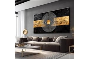LASMOND Wall Art Black and Gold Canvas Abstract Artwork for Walls Modern Wall Decor Home Decorations for Living Room Dining R