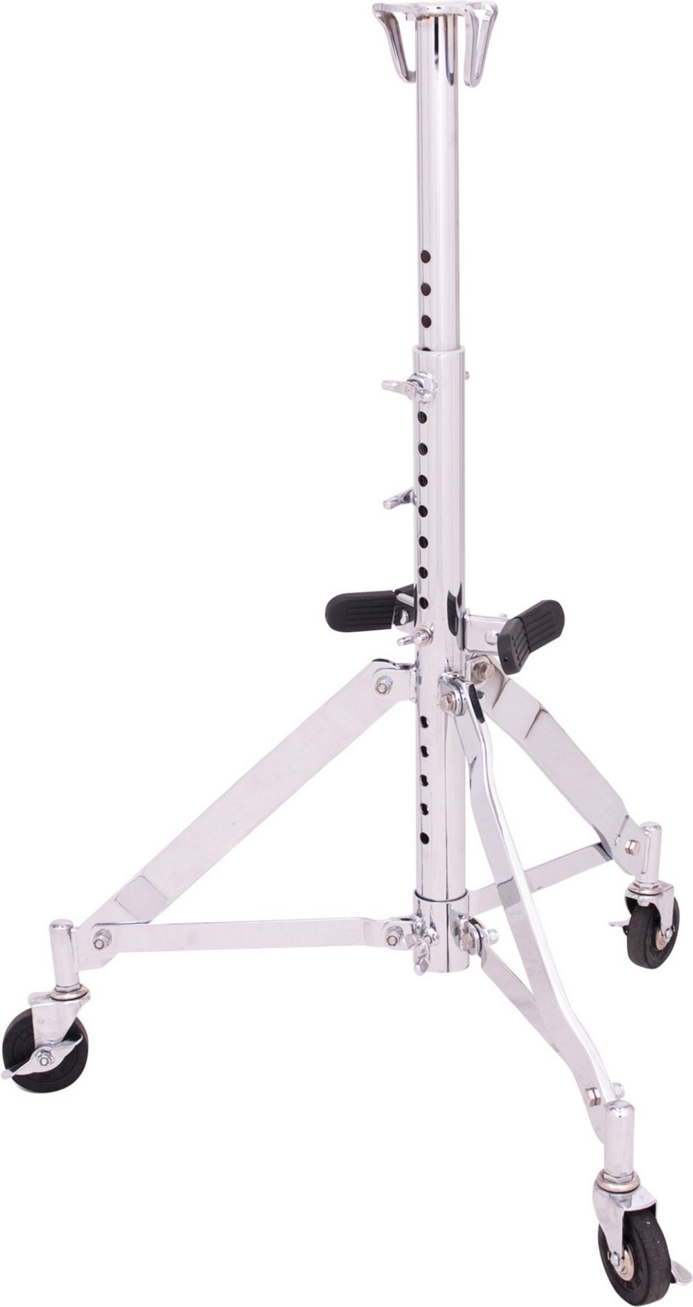 LP Latin Percussion Congaständer Doppelcongaständer Slide Mount, für unterschiedliche Größen, höhenverstellbar, arretierbare Rollen, klappbar, Mounting Brackets, LP290S