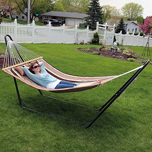 Sunnydaze Quilted Double Hammock with Stand Large 2Person HeavyDuty