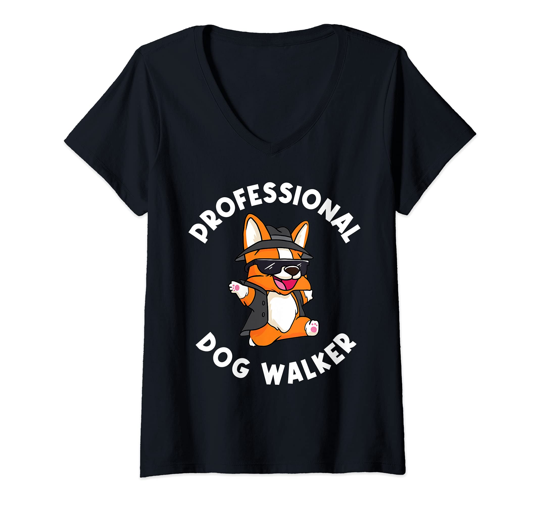 Womens Dog Walker V-Neck T-Shirt — image 1