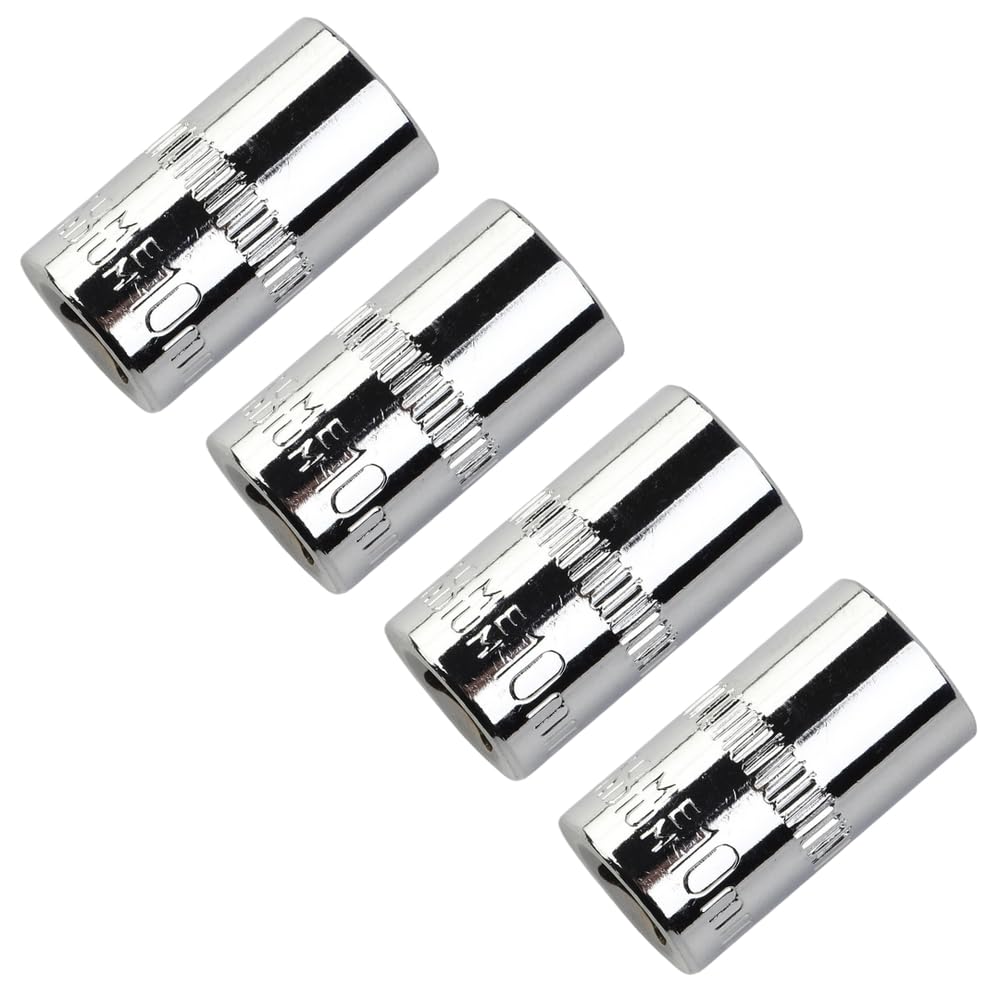 4Pcs 1/4-inch Drive 10mm Cr-V 6-Point Shallow Socket 25mm Length