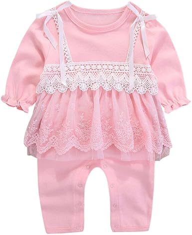 Sweat Shirts A Capuche Longra Body Bebe Fille Combinaison Enfant Manche Longue Uni Dentelle Jumpsuit Princesse