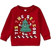 GLIGLITTR Toddler Baby Girl Christmas Sweatshirt Merry Xmas Outfits Cute Santa Claus Shirt Xmas Tree Long Sleeve Pullover Top