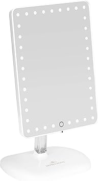 Amazon Com Impressions Touch Pro Makeup Mirror With Led Light And Bluetooth Speaker Rectangle White Vanity Mirror With Usb Charging Port And Standing Base