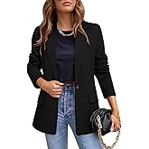 CRAZY GRID Womens Casual Blazer Jacket Long Sleeve Open Front Work Office Blazer Lapel Button Jacket