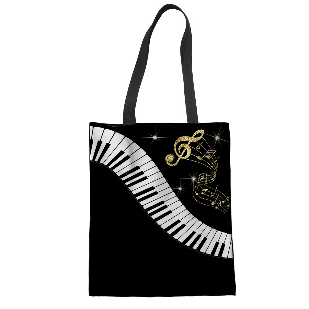 HUGS IDEA Piano Keyboard Shoulder Bag Travel Tote Bag Fashion College Handbag for Teen Girl