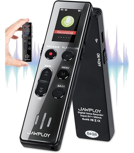 Enregistreur vocal numérique noir mini professionnel rechargeable 32 go haut-parleur son de