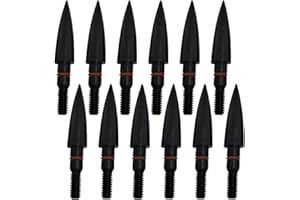 ZEACOOL 100/125/150/200 Grains Archery Field Points Practice Field Tips, Archery Target Practice Hunting Arrow Tip for Recurve, Compound Bow Crossbow, Steel Screw in Broadheads 12 PCS (5/16″-125grains)