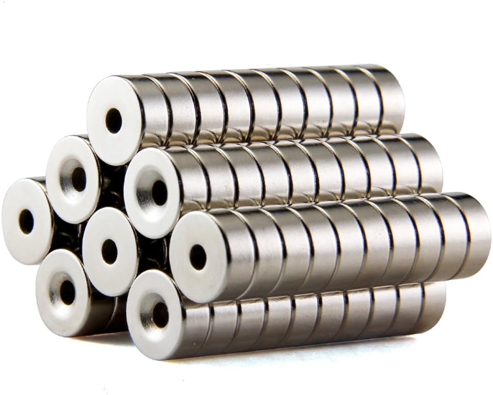 Hmlkeci Magnets 15mm D Disc Countersunk Permanent Magnet Fastener 15mmX5mm,Magnets with Holes,Countersunk Hole 4mm, (10pcs)