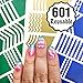 601 Reusable Nail Art Stencils Vinyl - 16 Different Shapes: Chevrons,Tribal,French Tip & More Adhesives Stripe Guides Patterns Designs 3 Sheets Supplies Kit Sticker Tape Decal Craft Gift Teen Girl