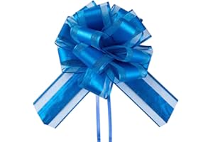 HSXJJ 6 Pcs Large Gift Bow,Pull Bows for Gift Wrapping,6 inches,Basket and Wedding Decoration,Holiday and Birthday Presents Wrapping Bows,Christmas Bows for Gift Wrapping (Blue)