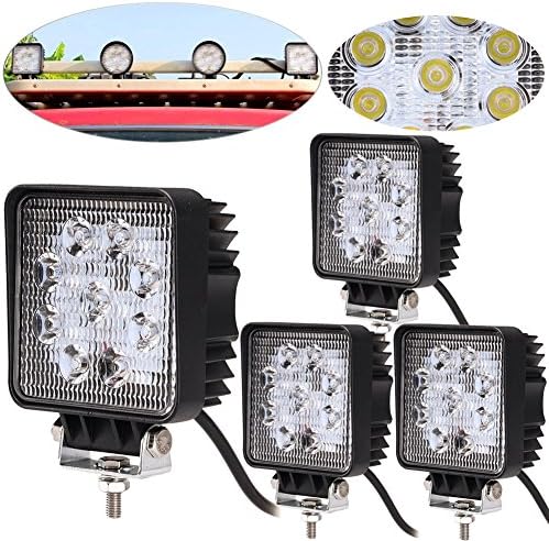Oplips 4 X 27W 4 Inch Led Work Light Lamp off Road High Power ATV Jeep 4x4 Tractor Truck Light Fog Driving Bar Rree Truck SUV Car Waterproof Dustproof Shockproof Square