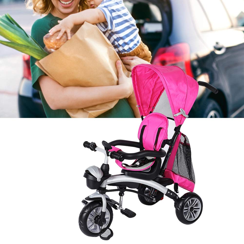 triciclo con giro de 360° con 2 frenos para aprender a montar en bicicleta o en el cochecito Rose rot cochecito de bebé Triciclo para niños Triciclos