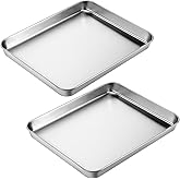 2Pcs Toaster Oven Pans for Baking, 9x11 Baking Sheets Cookie Sheet Stainless Steel Small Replacement Trays for Toaster