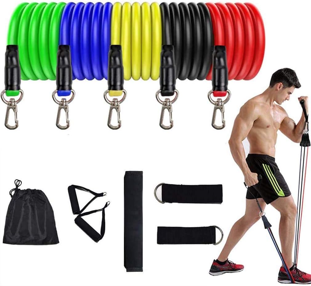 HOTDESIRE Resistance Bands Set - 5-Piece Exercise Bands - Portable Home Gym Accessories - Stackable Up to 150 lbs. - Perfect Muscle Builder for Arms, Back, Leg, Chest, Belly, Glutes