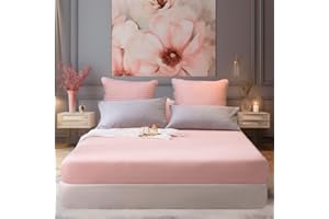 AYASW Fitted Sheet Only Queen Size Deep Pocket Bed Fitted Sheet Premium Soft and Cozy 1800 Brushed Microfiber Wrinkle, Fade Resistant Fits 8" to 16" Easy Care Pink