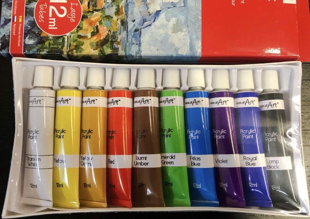 VfmOnline 12ML Artists Paint Tubes Set - 10 Colours (Acrylic Paints)