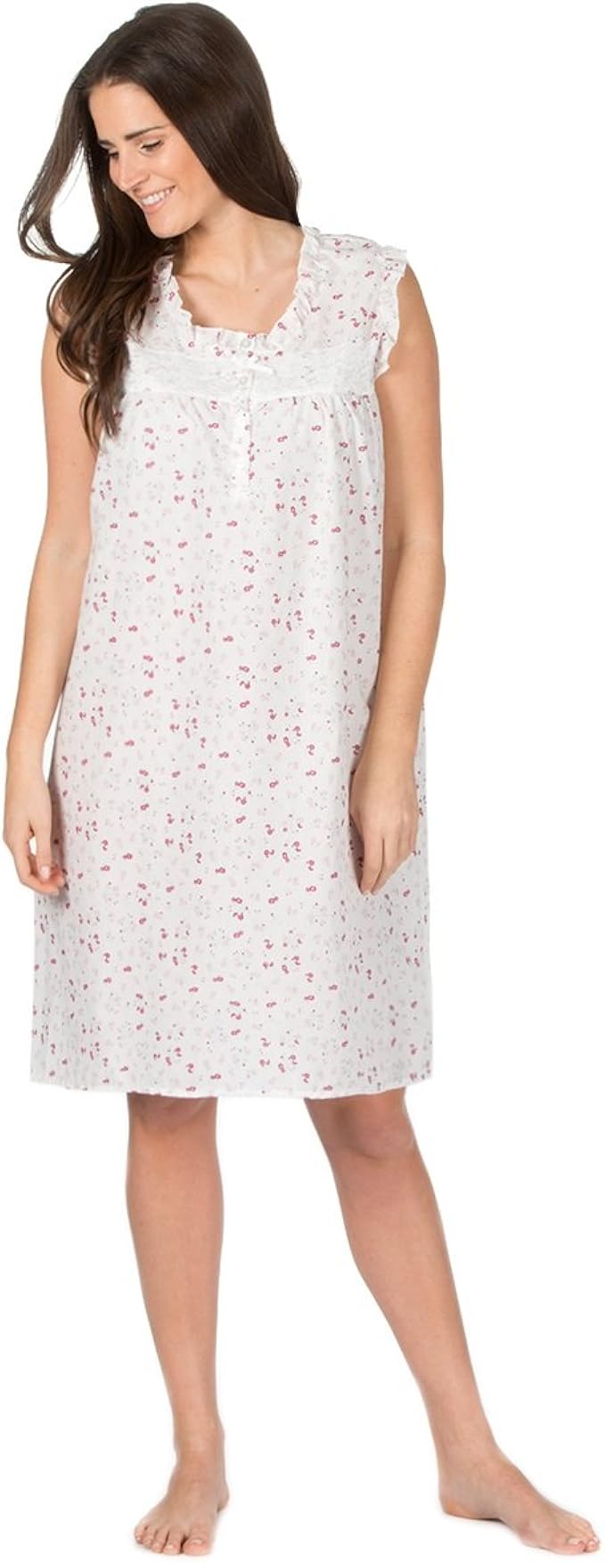 COTTONIQUE Ladies Traditional Sleeveless Nightdress: Amazon.co.uk: Clothing