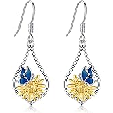 LOOVE Sterling Silver Tree of Life/Flower/Bee/Animals/Cat/Hummingbird Dangle Earrings Moonstone Turquoise Drop Leverback Earrings Jewelry Gifts